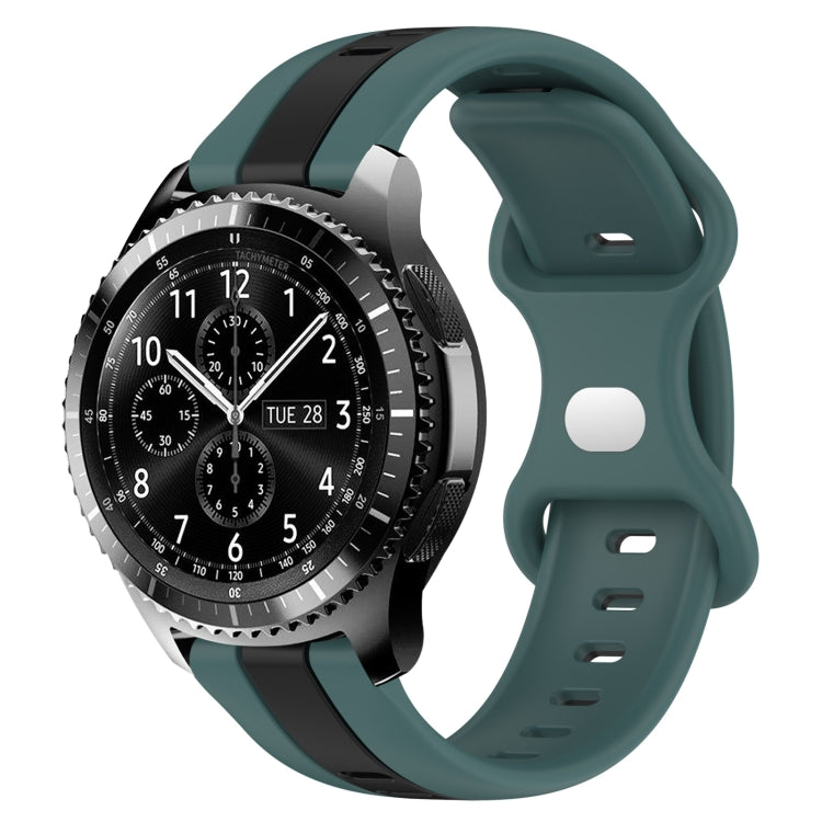 For Samsung Gear S3 Frontier 22mm Butterfly Buckle Two-Color Silicone Watch Band