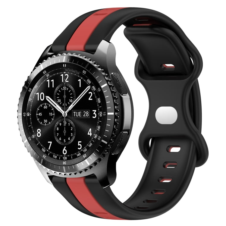 For Samsung Gear S3 Frontier 22mm Butterfly Buckle Two-Color Silicone Watch Band
