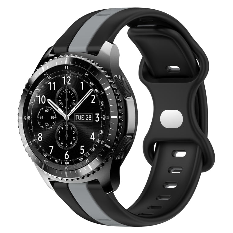 For Samsung Gear S3 Frontier 22mm Butterfly Buckle Two-Color Silicone Watch Band