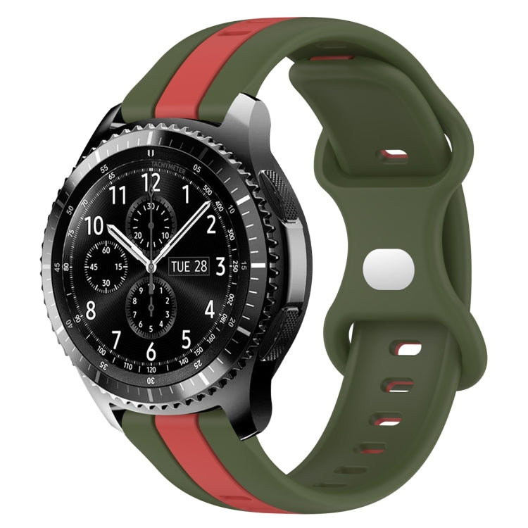 For Samsung Gear S3 Frontier 22mm Butterfly Buckle Two-Color Silicone Watch Band