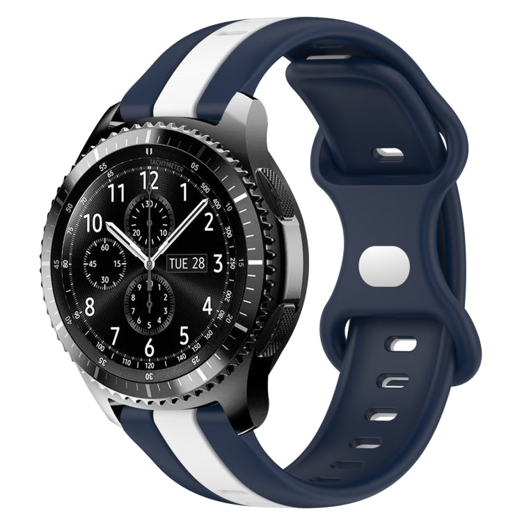 For Samsung Gear S3 Frontier 22mm Butterfly Buckle Two-Color Silicone Watch Band