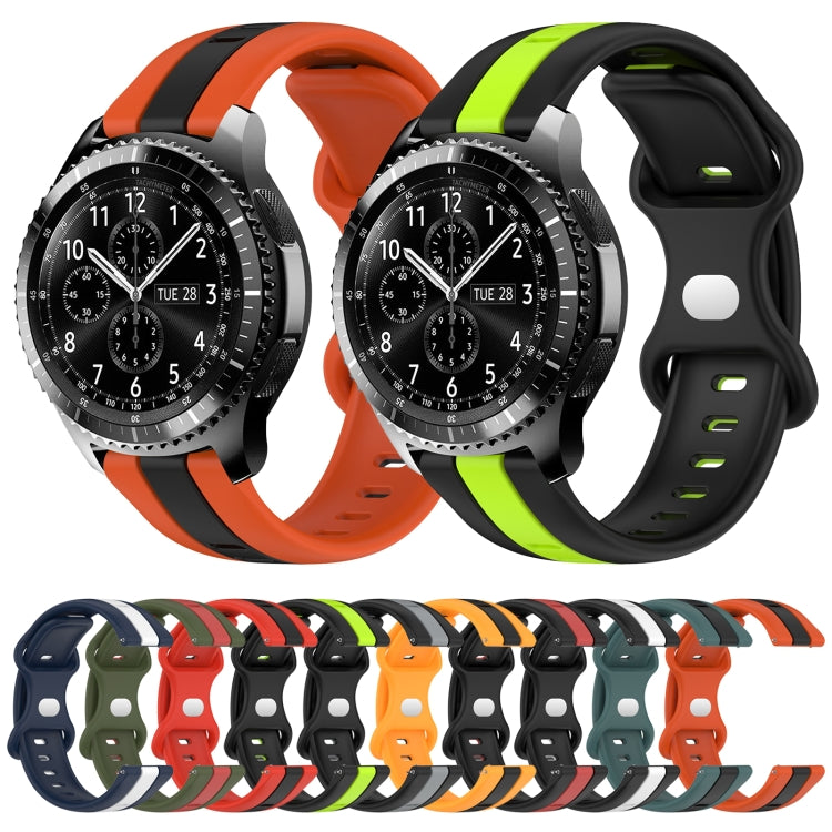 For Samsung Gear S3 Frontier 22mm Butterfly Buckle Two-Color Silicone Watch Band