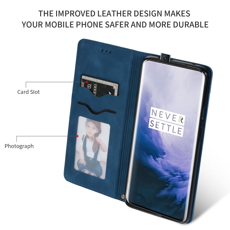 Retro Skin Feel Business Magnetic Horizontal Flip Leather Case for OnePlus 7 Pro