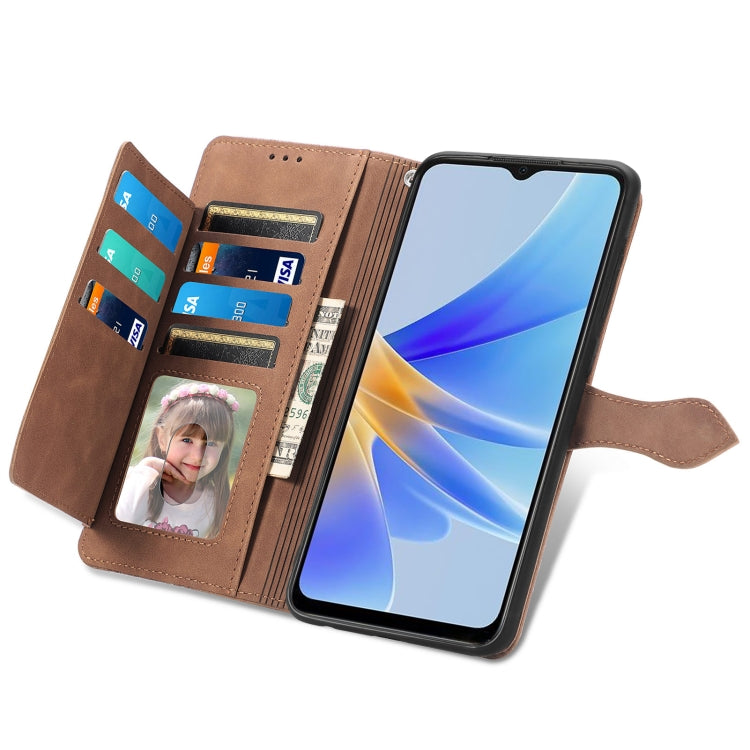 For OPPO A17 Embossed Flower Shockproof Leather Phone Case