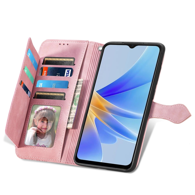 For OPPO A17 Embossed Flower Shockproof Leather Phone Case