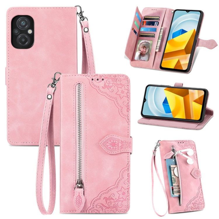 For Xiaomi Poco M5 Embossed Flower Shockproof Leather Phone Case