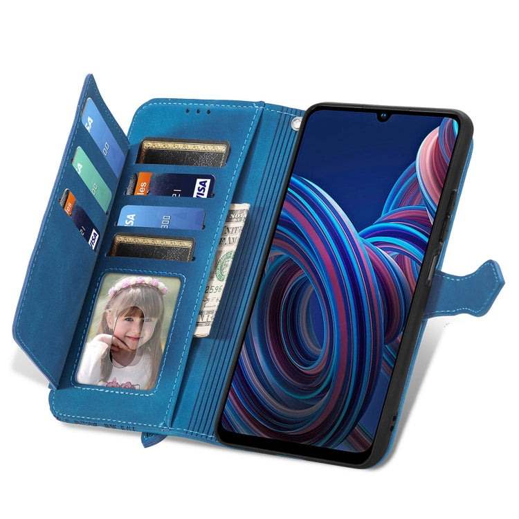 For ZTE Blade A72 4G Embossed Flower Shockproof Leather Phone Case