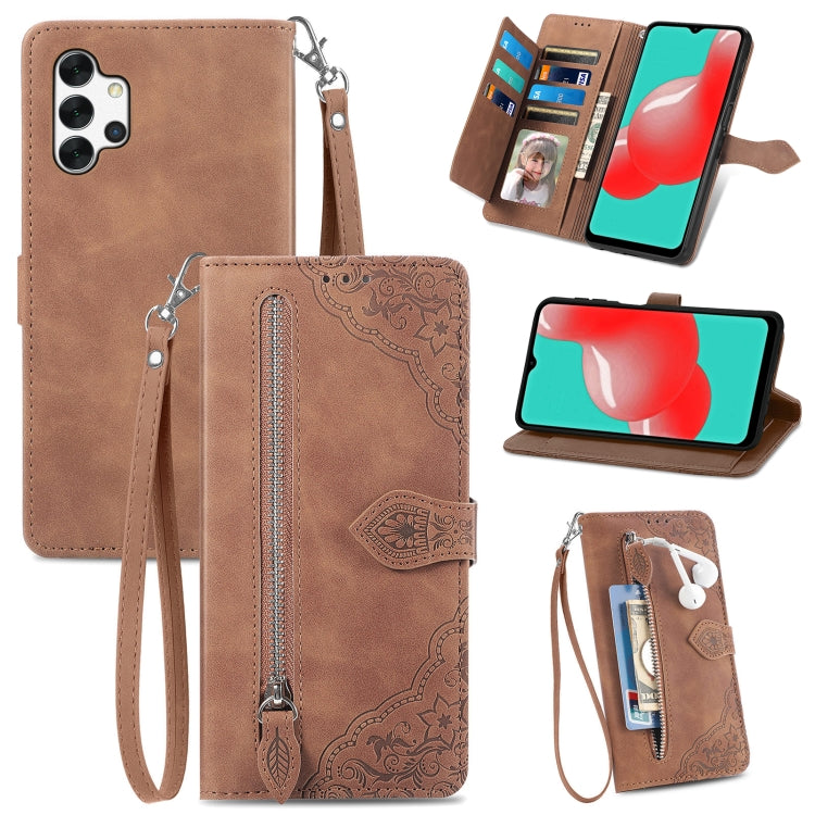 For  Samsung Galaxy A32 5G Embossed Flower Shockproof Leather Phone Case