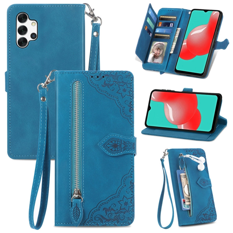 For  Samsung Galaxy A32 5G Embossed Flower Shockproof Leather Phone Case