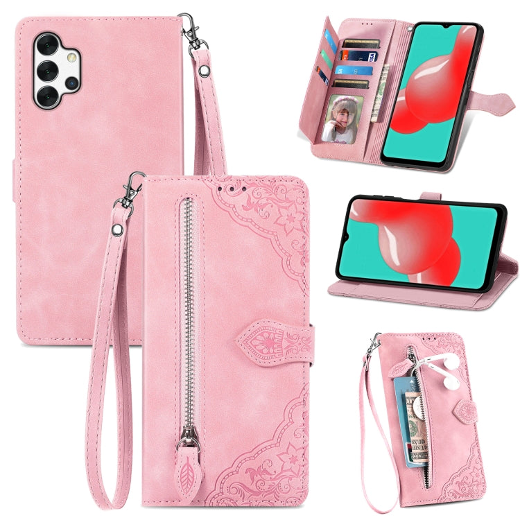 For  Samsung Galaxy A32 5G Embossed Flower Shockproof Leather Phone Case
