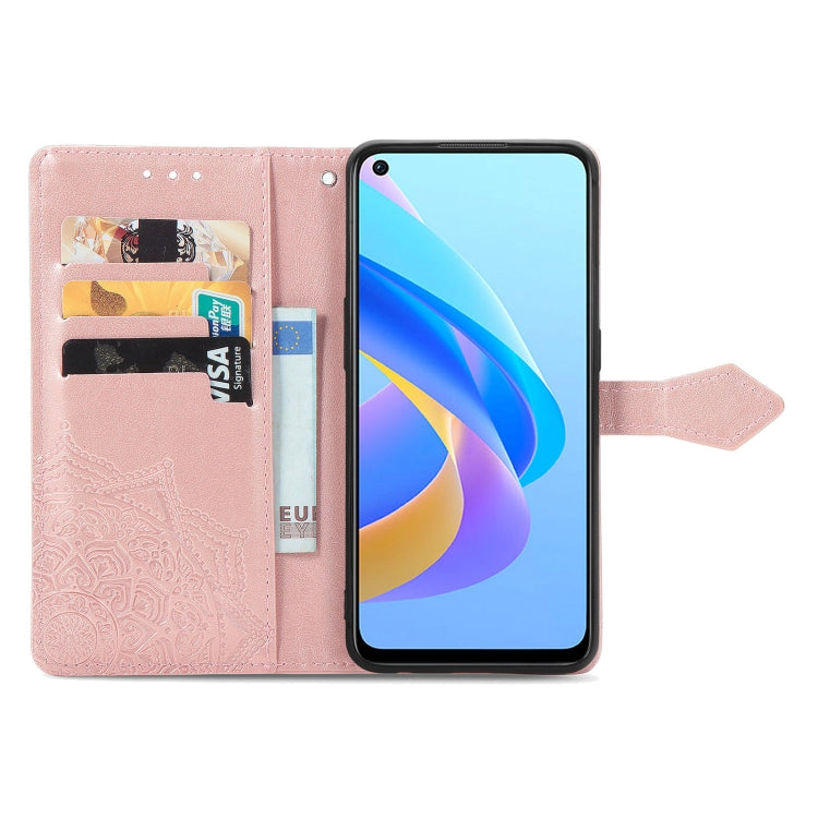 For OPPO A76 4G Mandala Flower Embossed Leather Phone Case