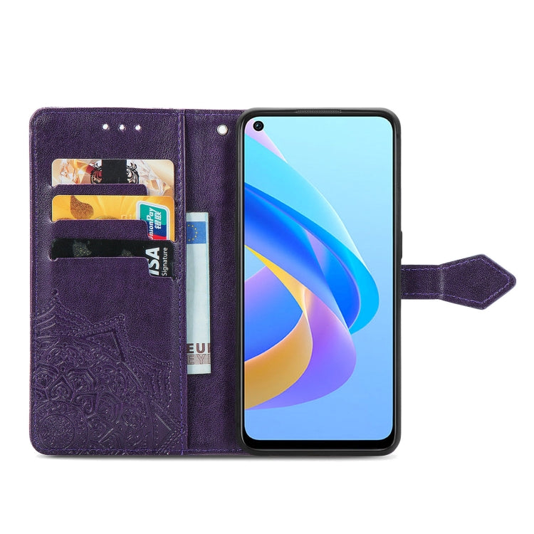 For OPPO A76 4G Mandala Flower Embossed Leather Phone Case