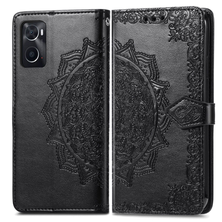 For OPPO A76 4G Mandala Flower Embossed Leather Phone Case