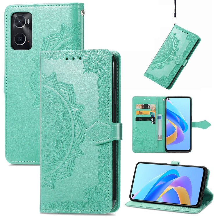 For OPPO A76 4G Mandala Flower Embossed Leather Phone Case