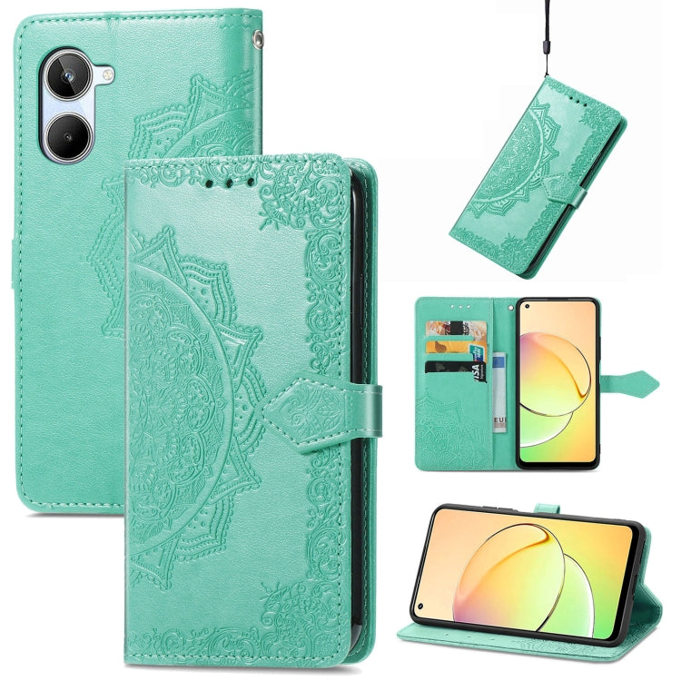 For Realme 10 4G Mandala Flower Embossed Leather Phone Case