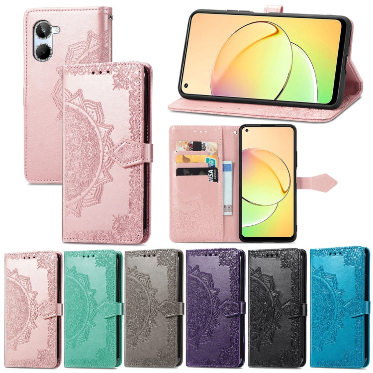 For Realme 10 4G Mandala Flower Embossed Leather Phone Case