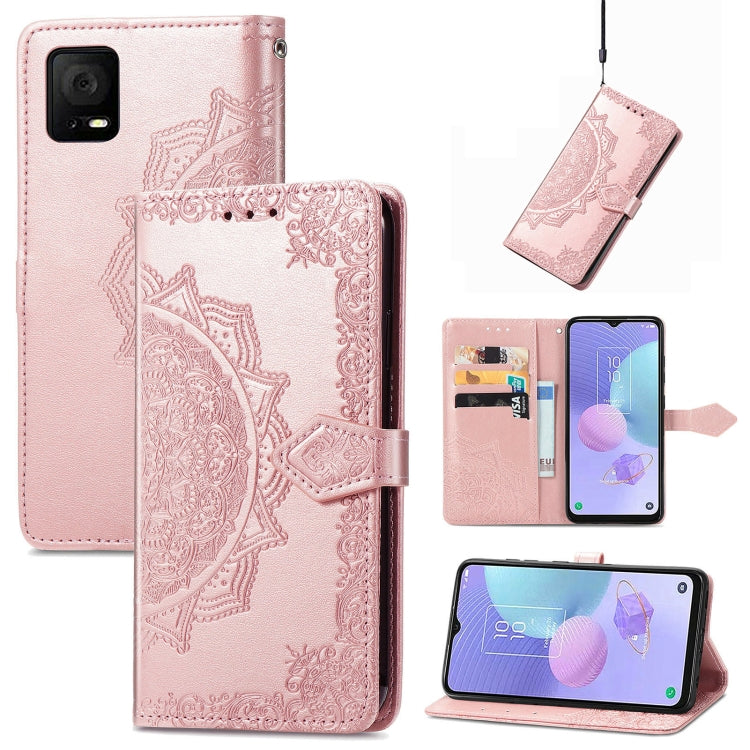 For TCL 405 Mandala Flower Embossed Leather Phone Case
