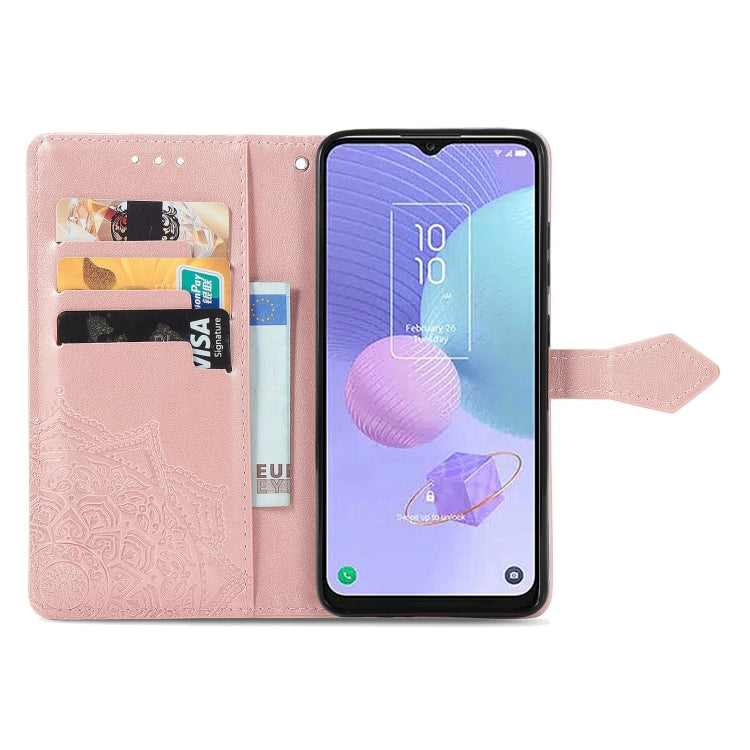For TCL 405 Mandala Flower Embossed Leather Phone Case