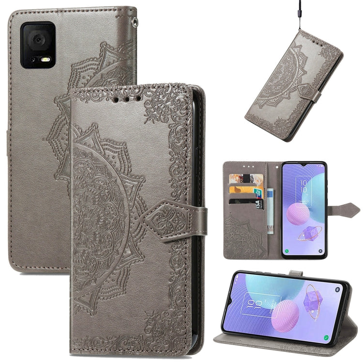 For TCL 405 Mandala Flower Embossed Leather Phone Case