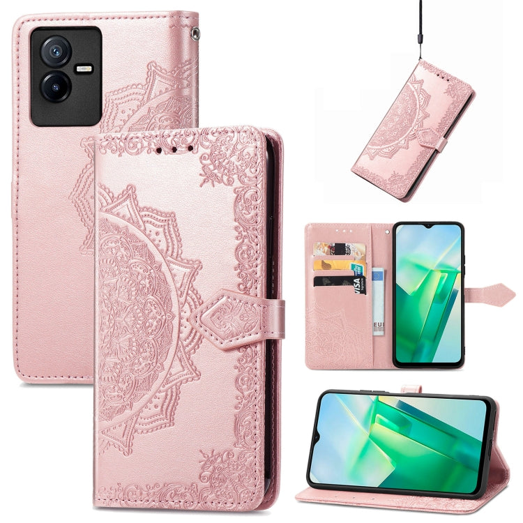 For vivo T2X 5G Mandala Flower Embossed Leather Phone Case
