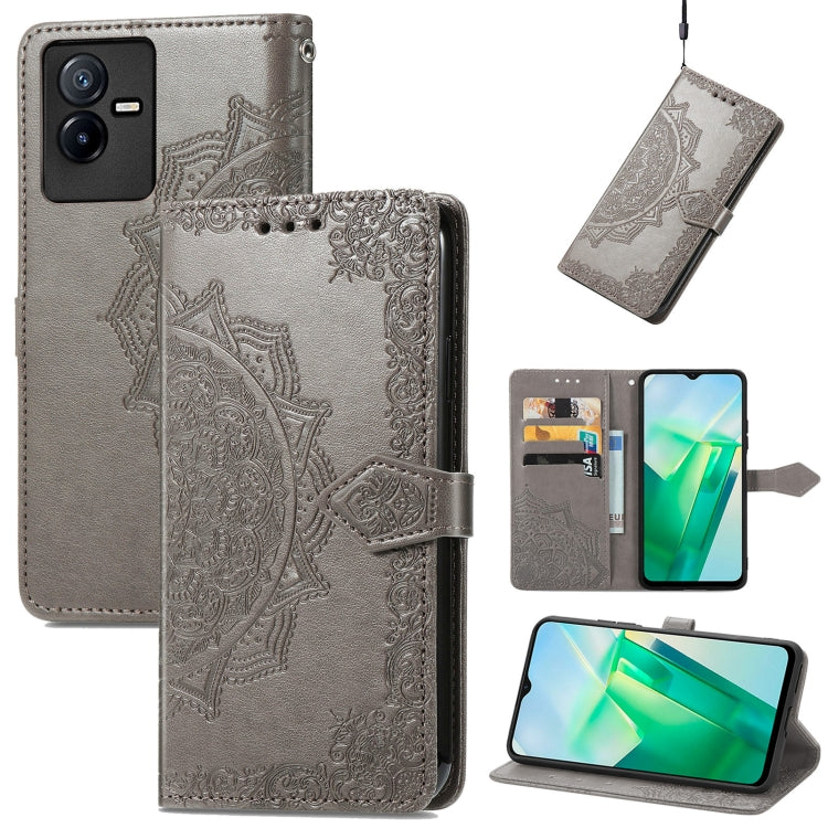 For vivo T2X 5G Mandala Flower Embossed Leather Phone Case