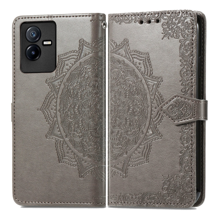 For vivo T2X 5G Mandala Flower Embossed Leather Phone Case