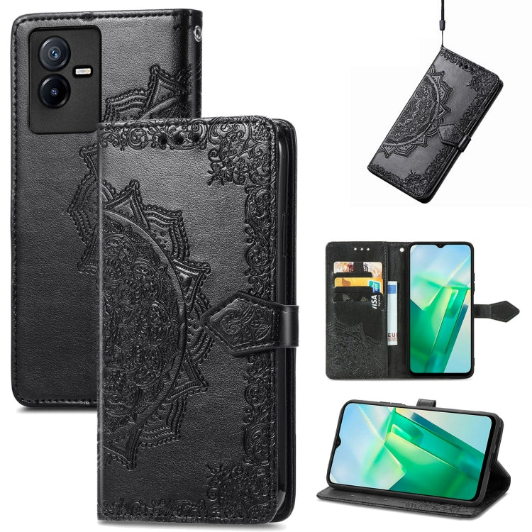 For vivo T2X 5G Mandala Flower Embossed Leather Phone Case