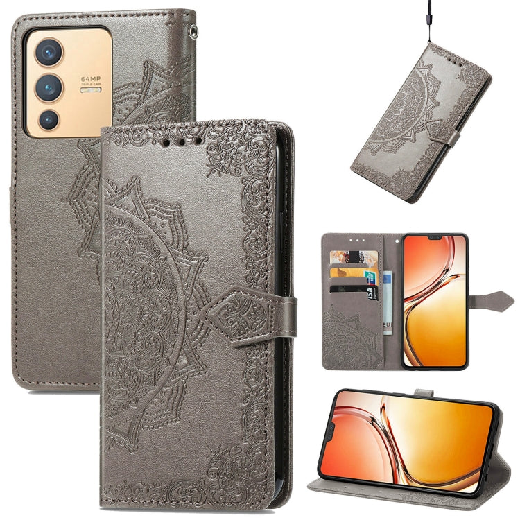 For vivo V23 5G Mandala Flower Embossed Leather Phone Case