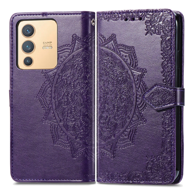 For vivo V23 5G Mandala Flower Embossed Leather Phone Case