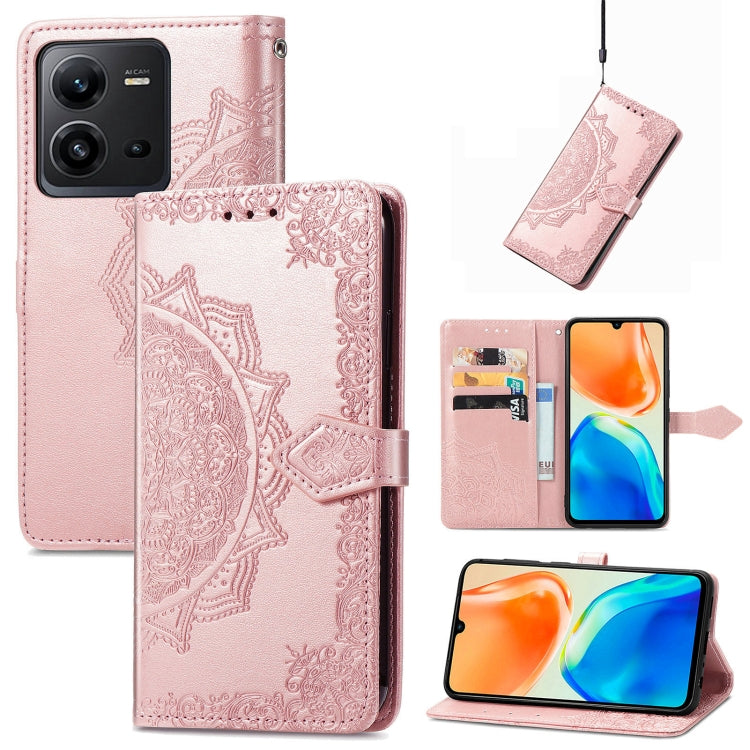 For vivo X80 Lite Mandala Flower Embossed Leather Phone Case