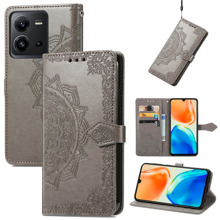 For vivo X80 Lite Mandala Flower Embossed Leather Phone Case