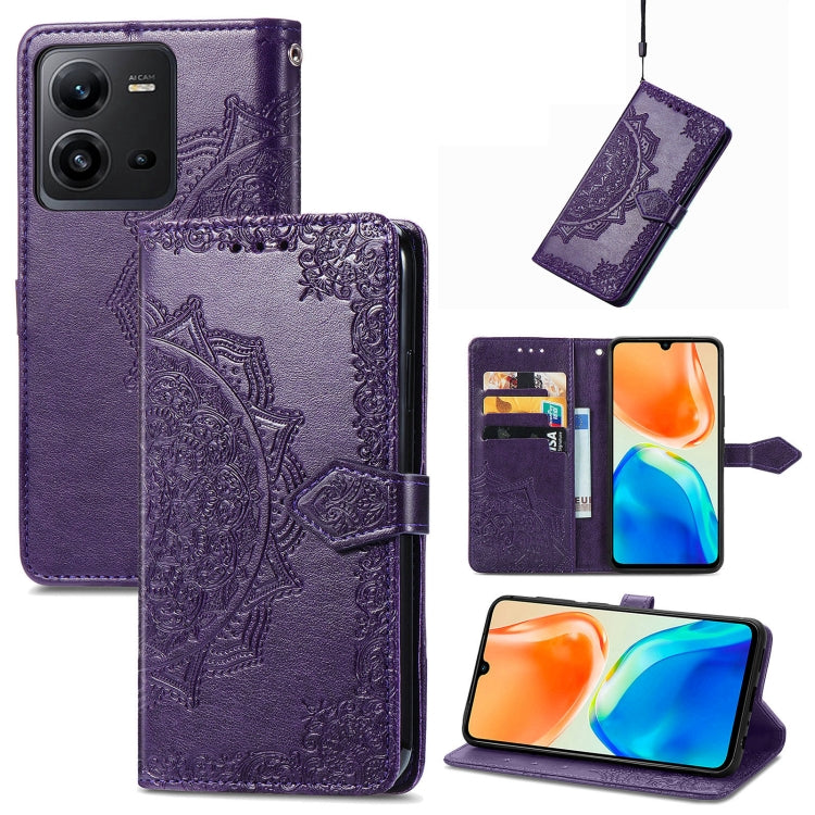 For vivo X80 Lite Mandala Flower Embossed Leather Phone Case