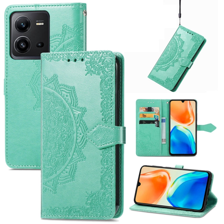 For vivo X80 Lite Mandala Flower Embossed Leather Phone Case