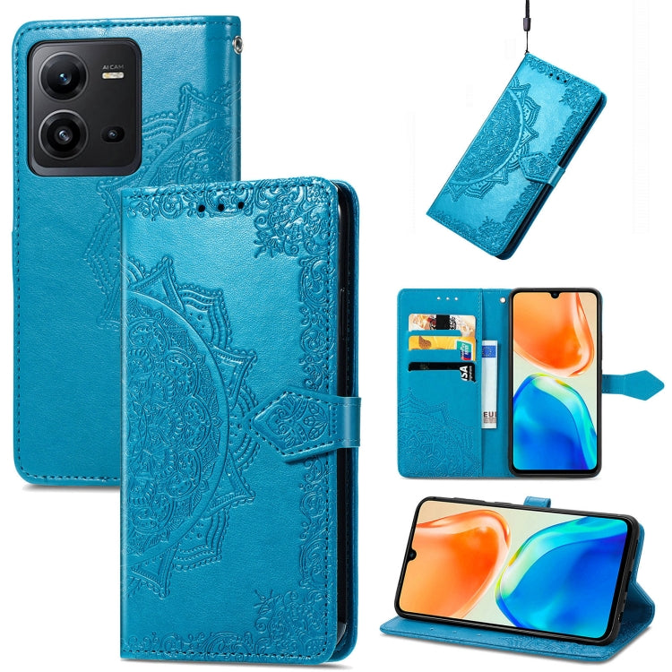 For vivo X80 Lite Mandala Flower Embossed Leather Phone Case