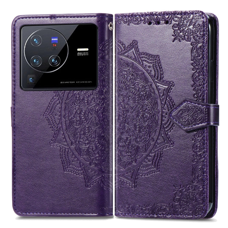 For vivo X80 Pro Mandala Flower Embossed Leather Phone Case