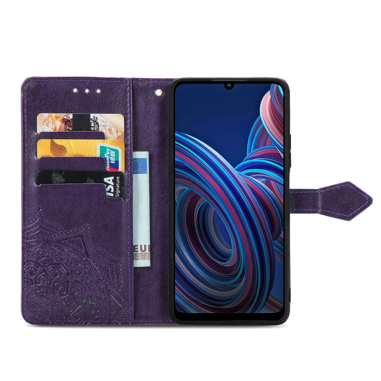 For ZTE Blade A72 4G Mandala Flower Embossed Leather Phone Case