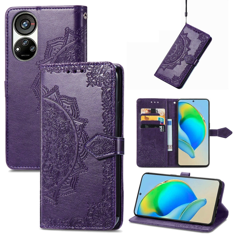 For ZTE Blade V40S Mandala Flower Embossed Leather Phone Case