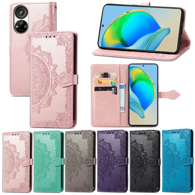 For ZTE Blade V40S Mandala Flower Embossed Leather Phone Case