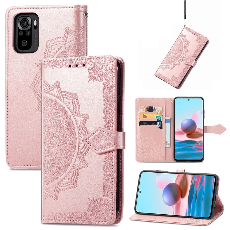 For Xiaomi Redmi Note 10S Mandala Flower Embossed Leather Phone Case