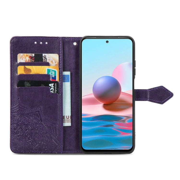 For Xiaomi Redmi Note 10S Mandala Flower Embossed Leather Phone Case