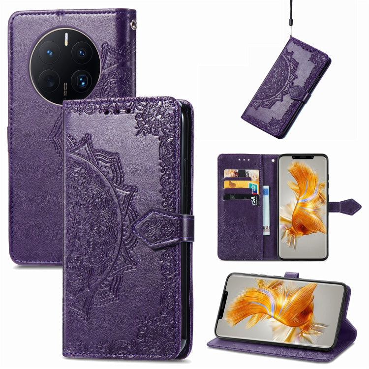 For Huawei Mate 50 Pro Mandala Flower Embossed Leather Phone Case
