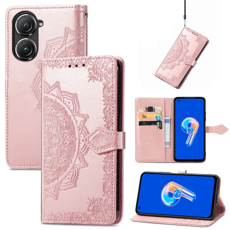 For Asus Zenfone 9 Mandala Flower Embossed Leather Phone Case