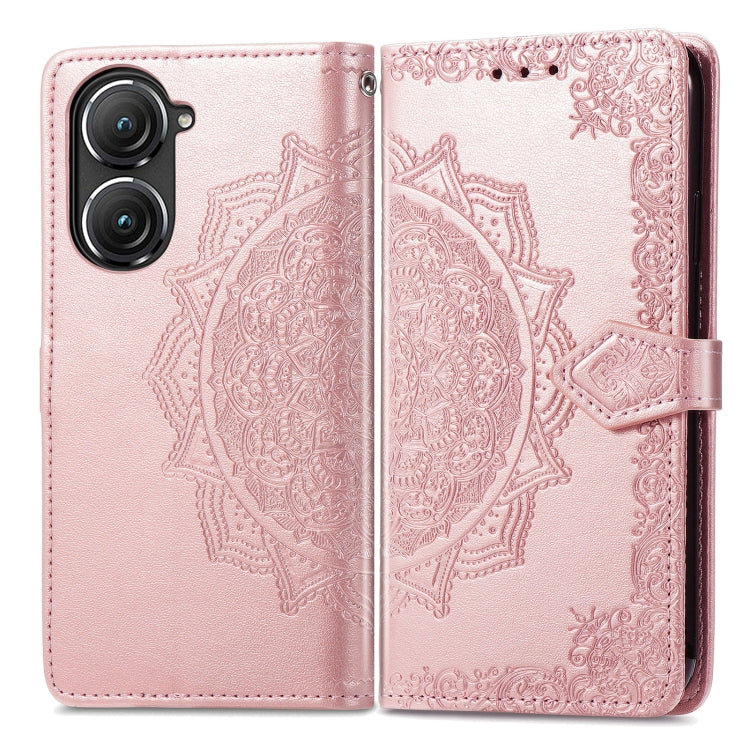 For Asus Zenfone 9 Mandala Flower Embossed Leather Phone Case