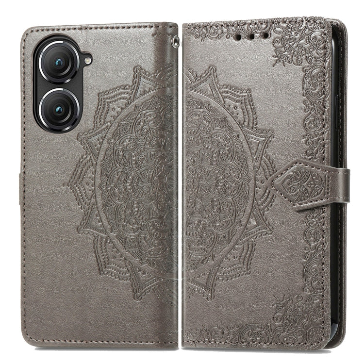 For Asus Zenfone 9 Mandala Flower Embossed Leather Phone Case