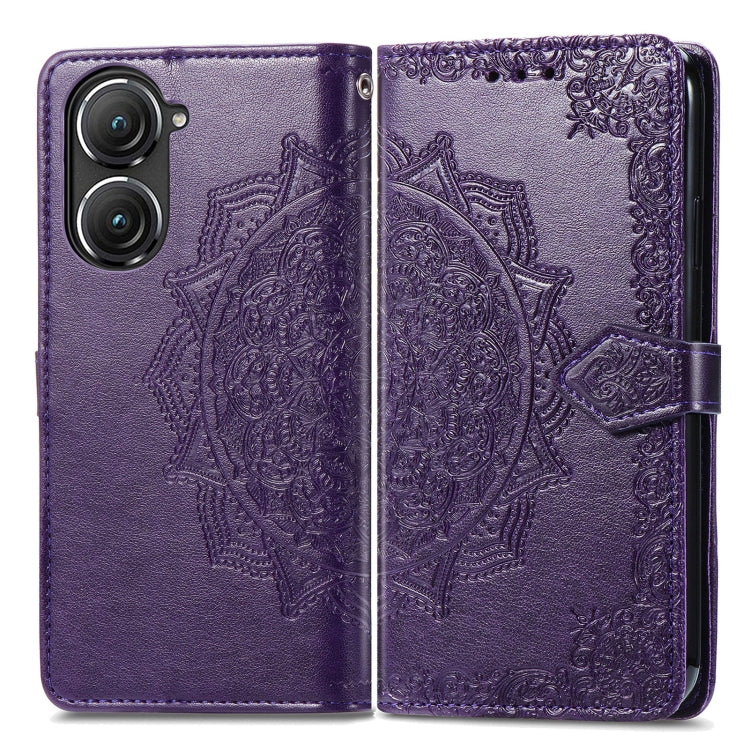 For Asus Zenfone 9 Mandala Flower Embossed Leather Phone Case