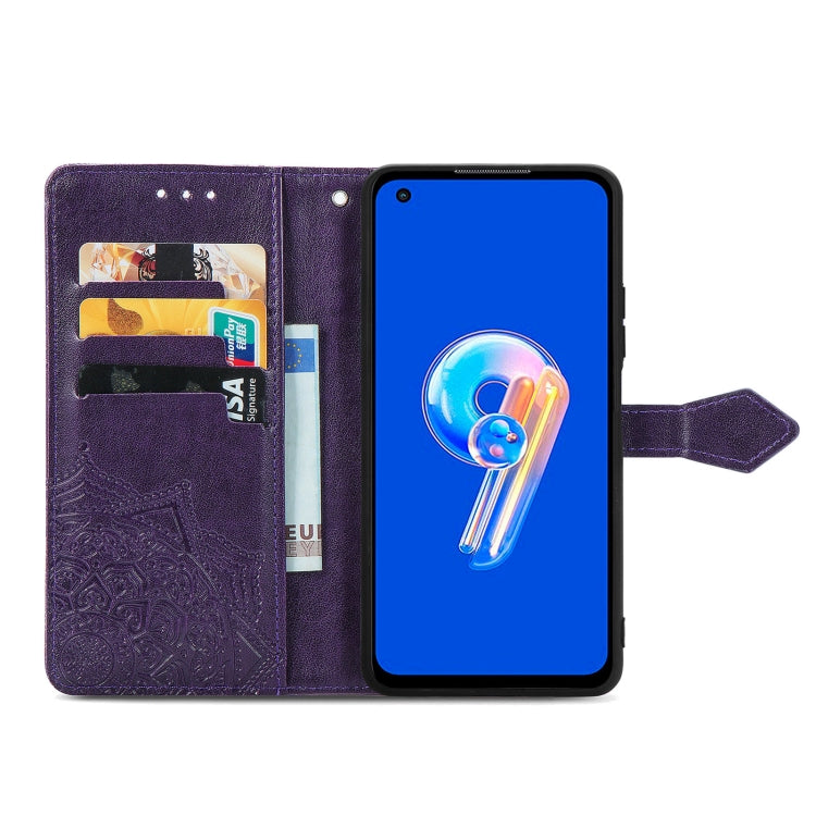 For Asus Zenfone 9 Mandala Flower Embossed Leather Phone Case