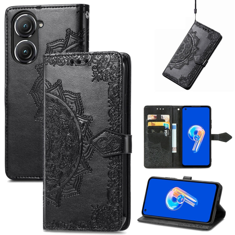 For Asus Zenfone 9 Mandala Flower Embossed Leather Phone Case