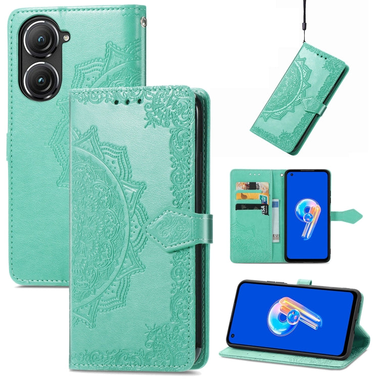 For Asus Zenfone 9 Mandala Flower Embossed Leather Phone Case