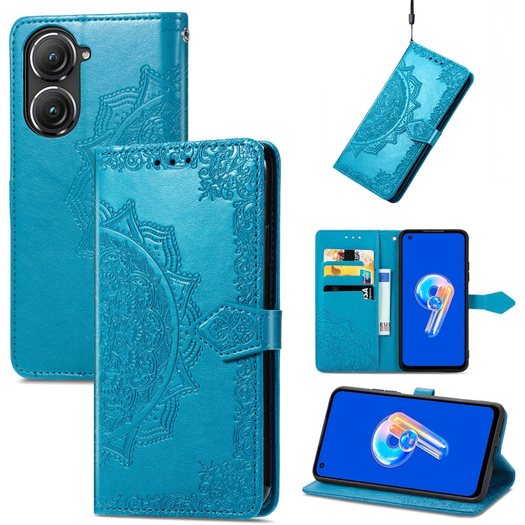 For Asus Zenfone 9 Mandala Flower Embossed Leather Phone Case