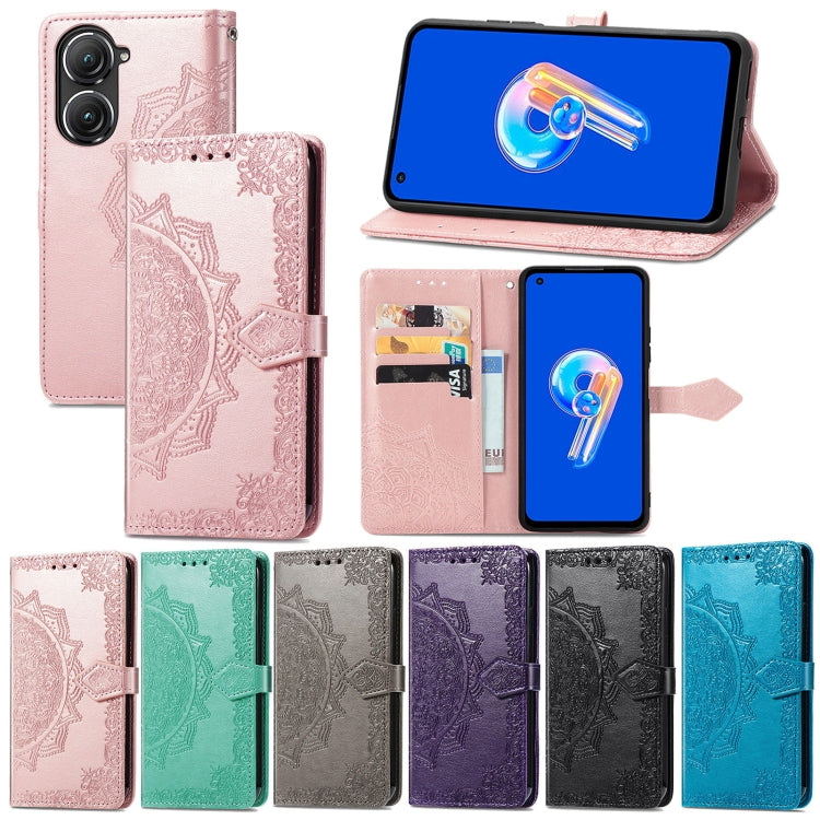 For Asus Zenfone 9 Mandala Flower Embossed Leather Phone Case